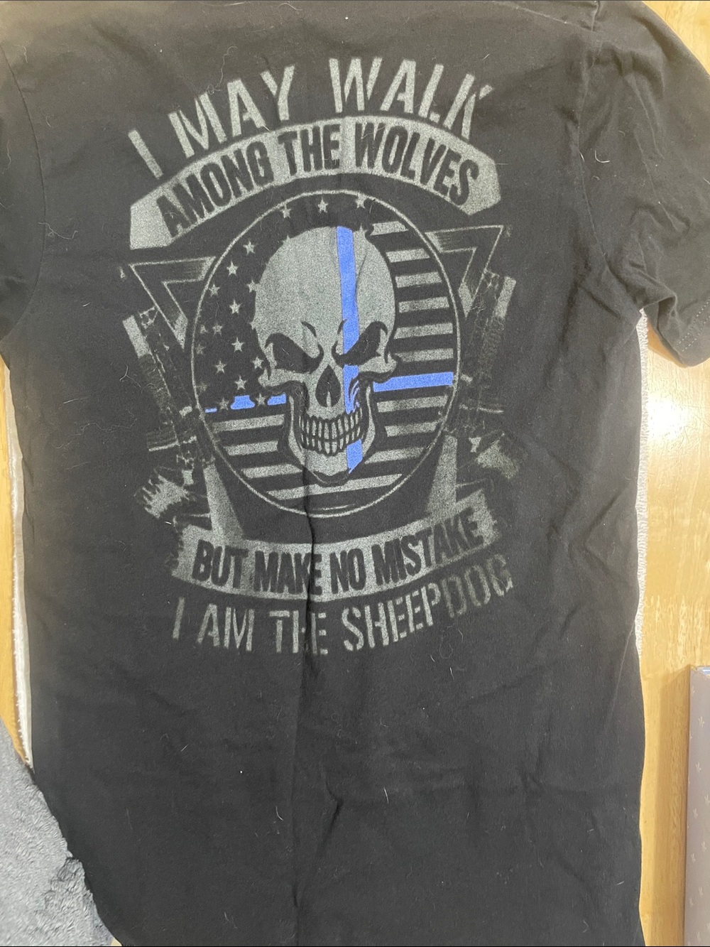 Bella Canvas Black Kids Tee with Blue Accent - Skull Flag Graphic